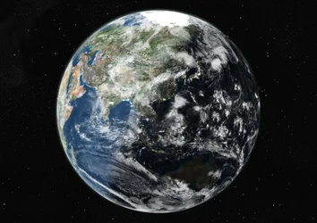 Globe Centred on Asia and Oceania, True Colour Satellite Image